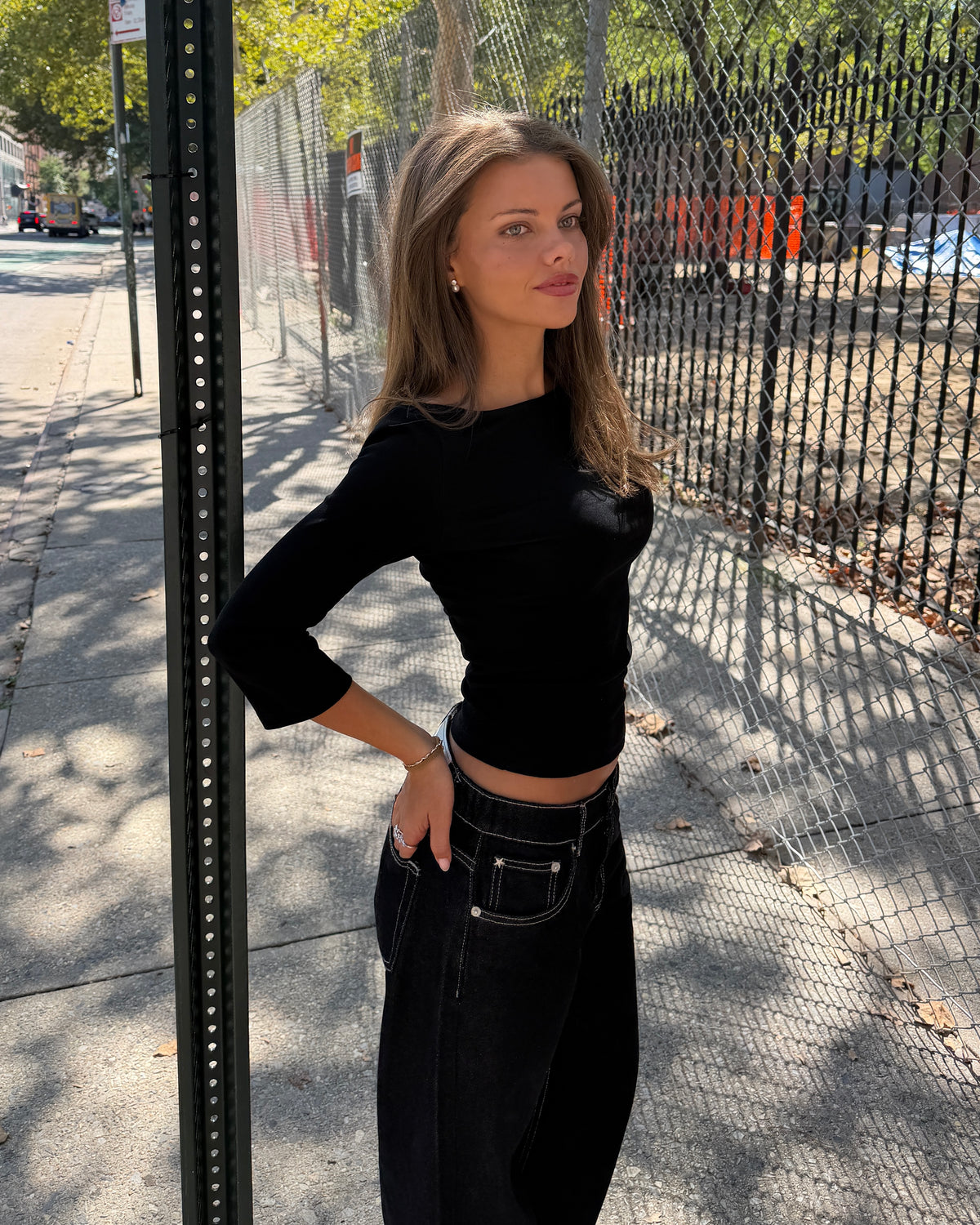 ASTRID 3/4 TOP - BLACK