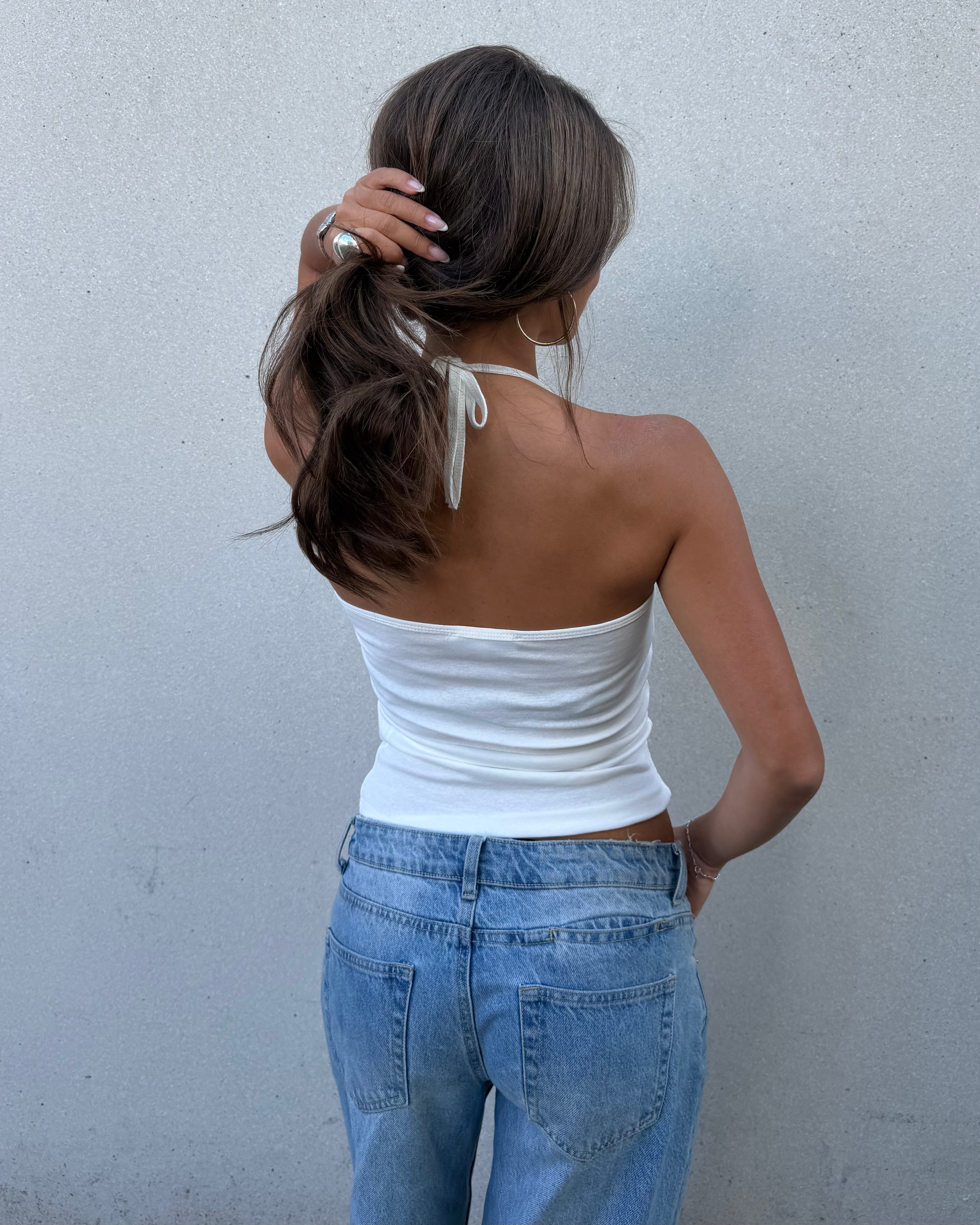 LARA HALTERNECK TOP - WHITE