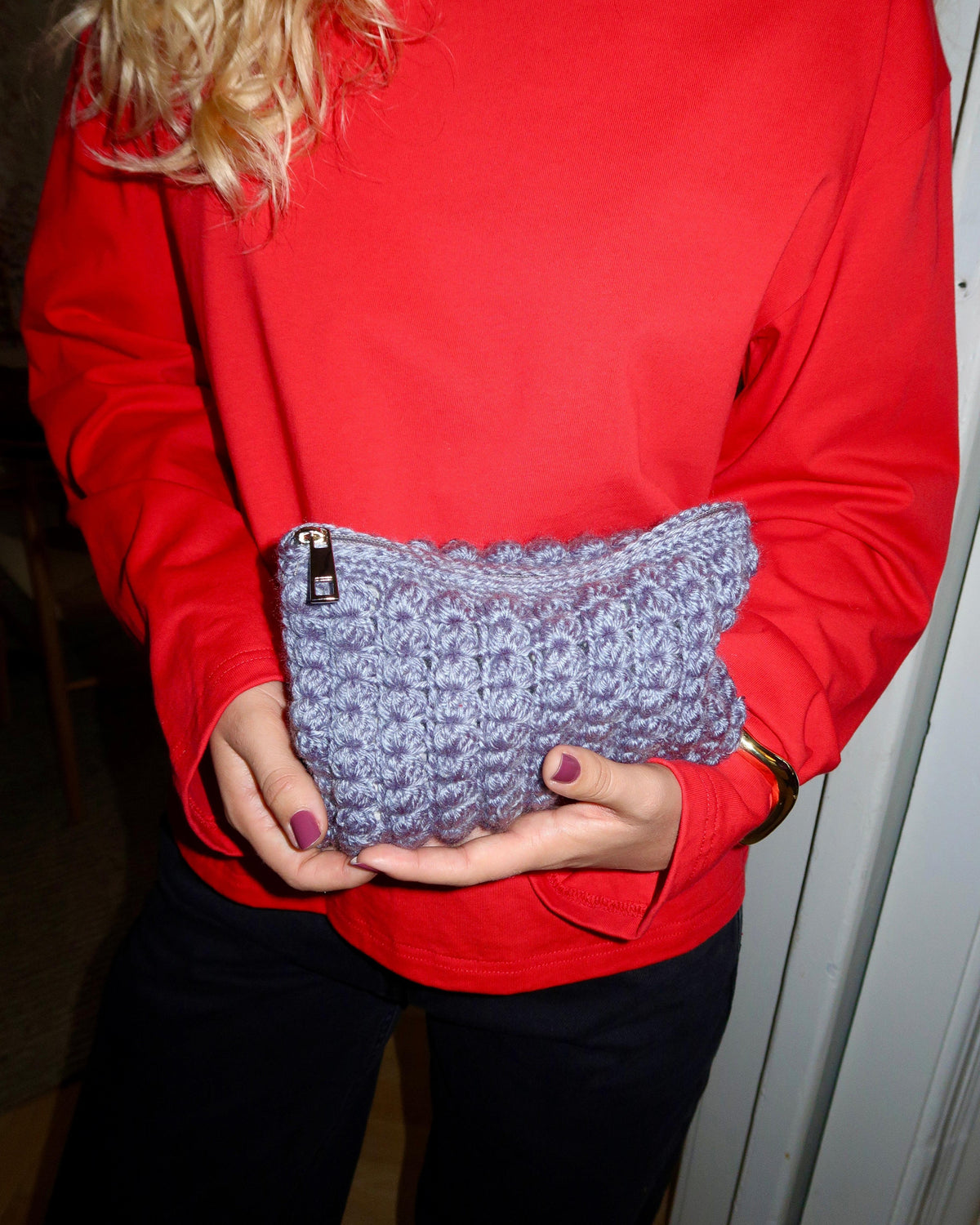 CROCHET CLUTCH - GREY