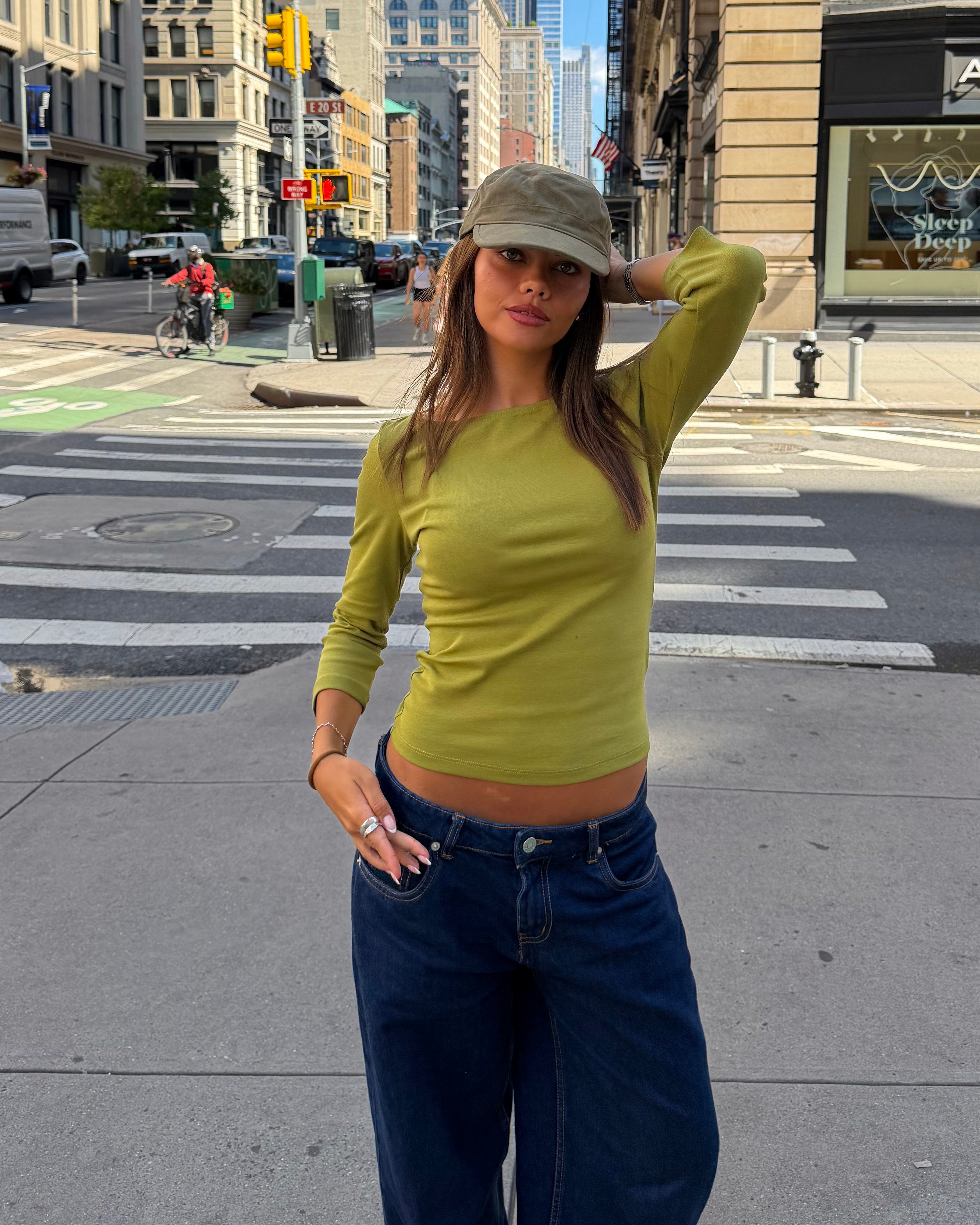 ASTRID 3/4 TOP - MATCHA GREEN