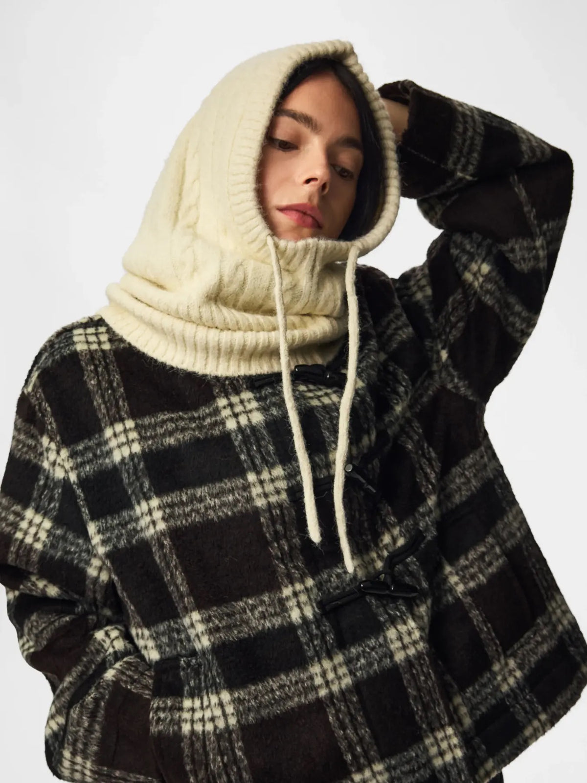 NAMBI CABLE BALACLAVA - WHITECAP GRAY - Dinvintageshop