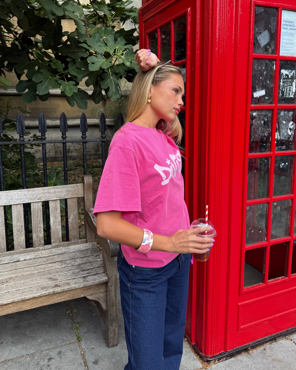DUA TEE KORTÆRMET - PINK - Dinvintageshop