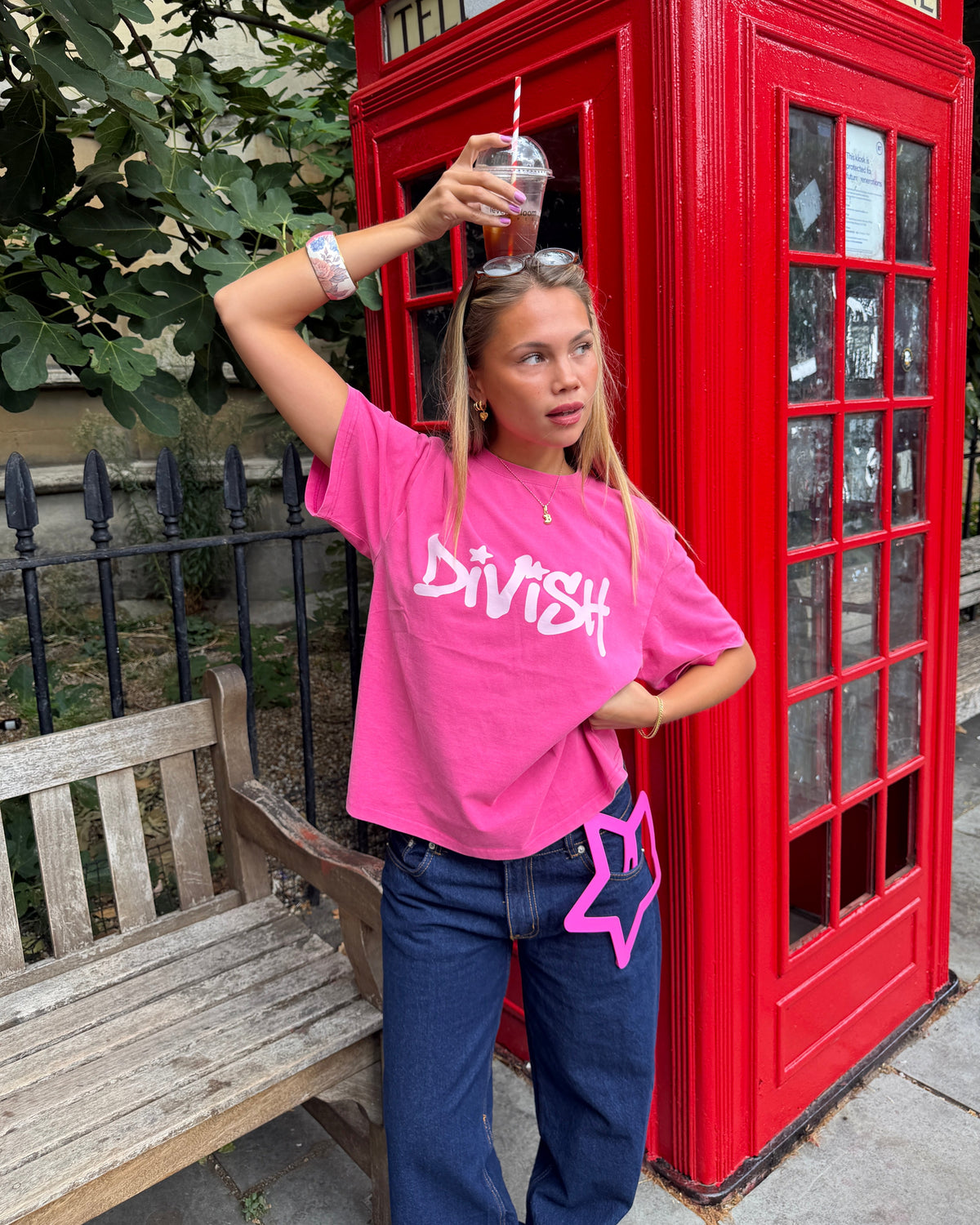 DUA TEE KORTÆRMET - PINK - Dinvintageshop