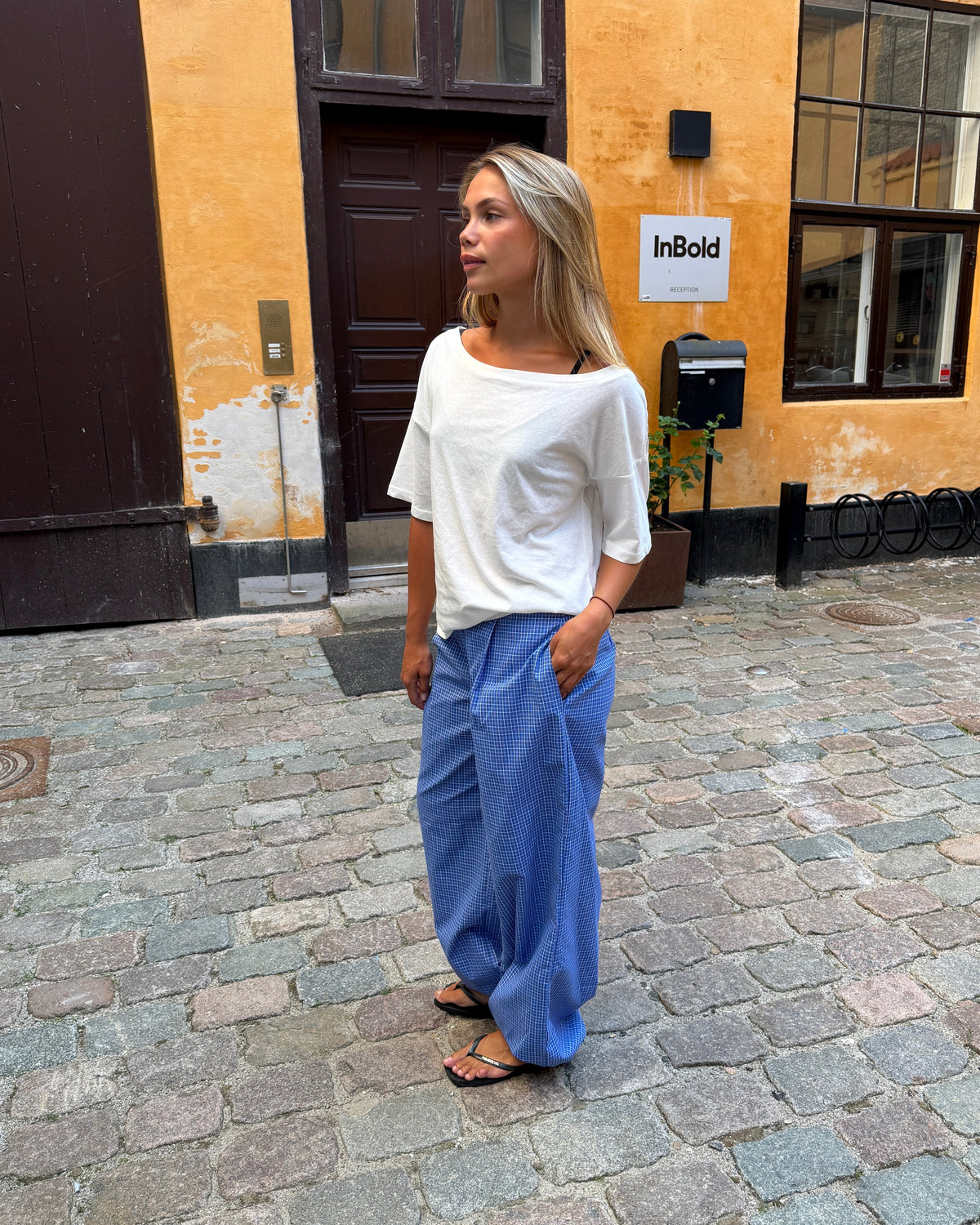 JULIA BALLOON PANTS - BLUE CHECK