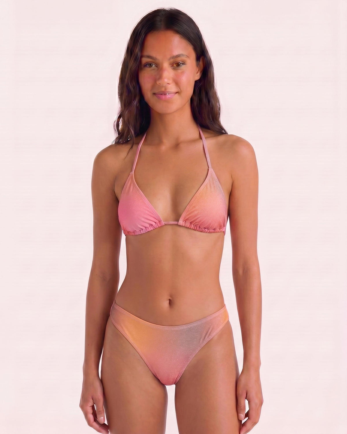 LAOMI GLITTER BIKINI SET - RED OCRHRE GRADIENT