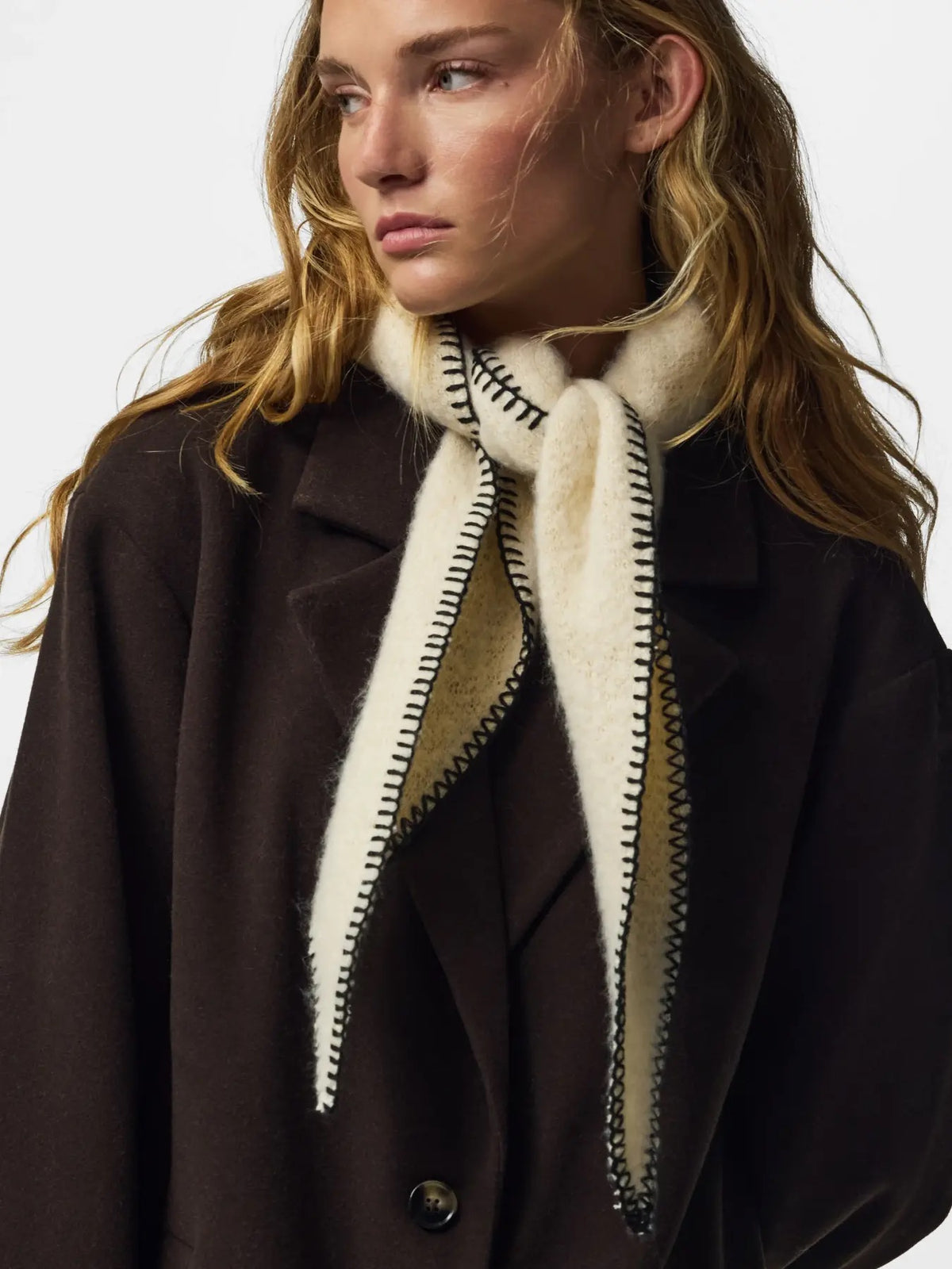 PYRON MINI SCARF - WHITECAP / CONTRAST STITCT - Dinvintageshop