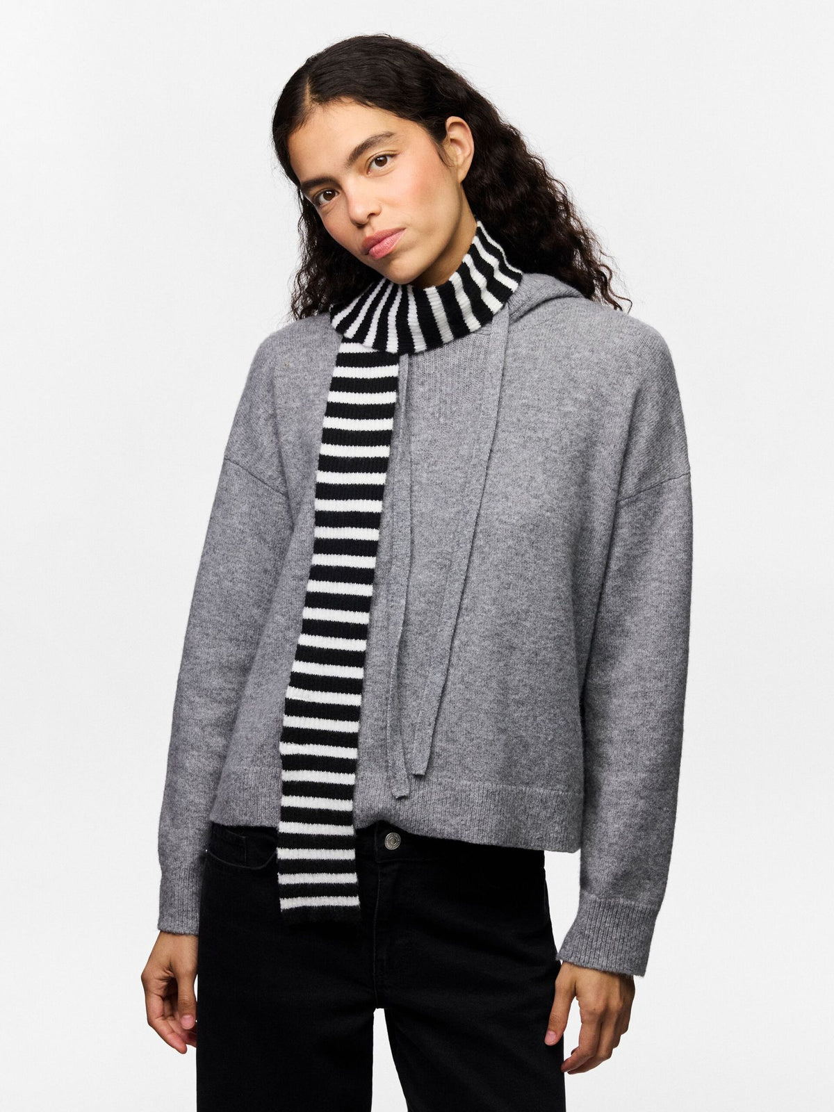 JAYA SMALT TØRKLÆDE - BLACK/BRIGHT WHITE - Dinvintageshop