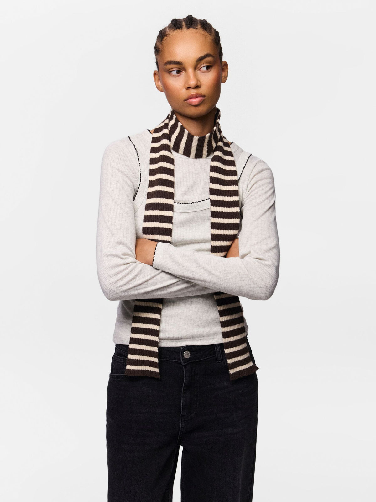 JAYA SMALT TØRKLÆDE - HOT FUDGE / WHITECAP GRAY - Dinvintageshop