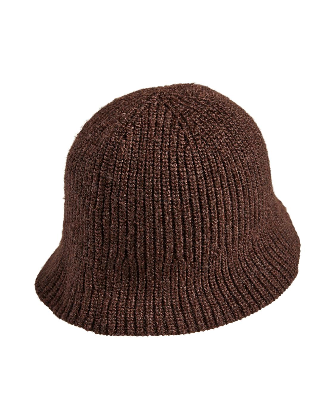 ATALIA STRIKKET BØLLEHAT - CHICORY COFFEE - Dinvintageshop
