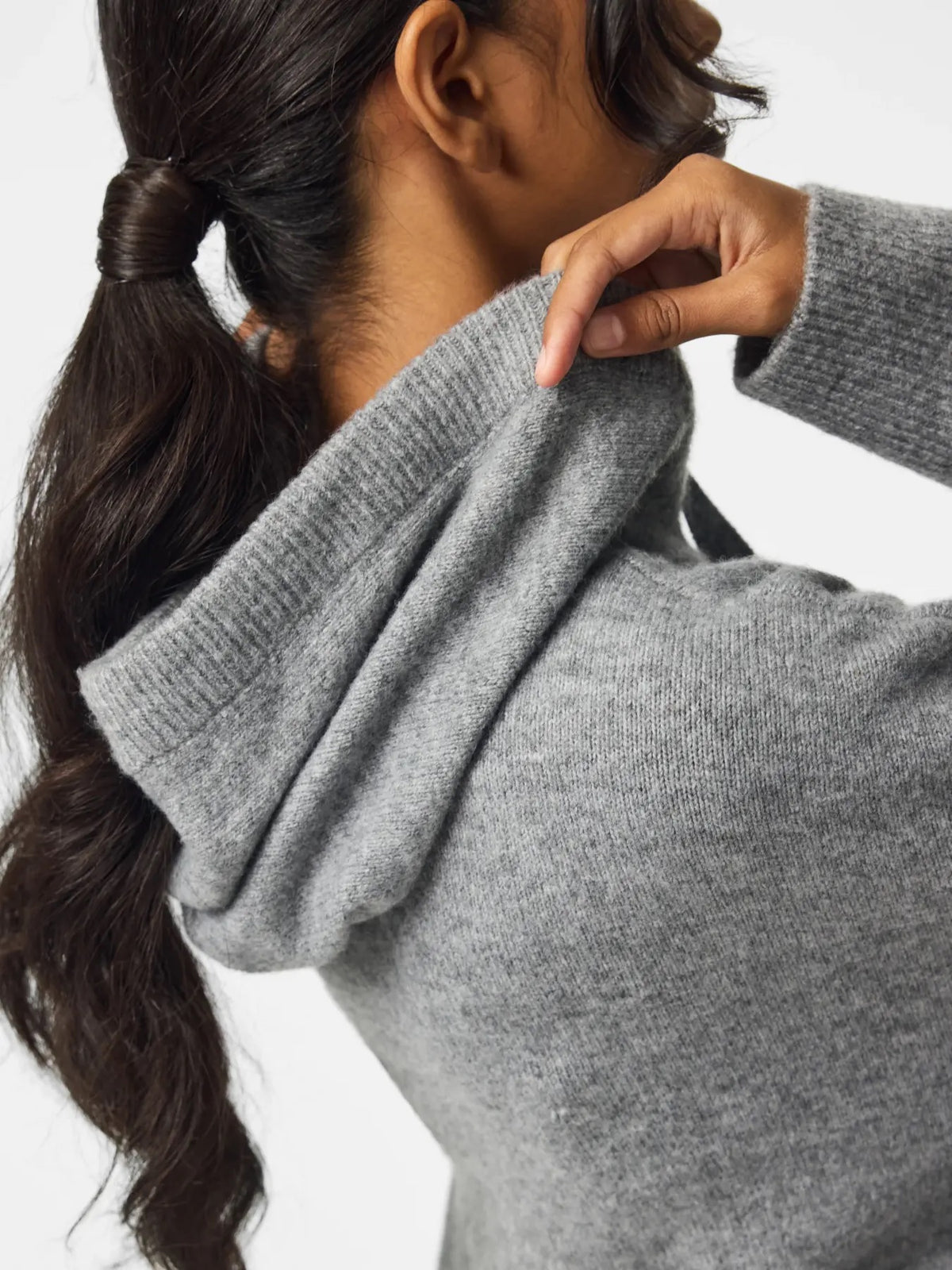 MALOU KNIT HOODIE - GREY MELANGE - Dinvintageshop