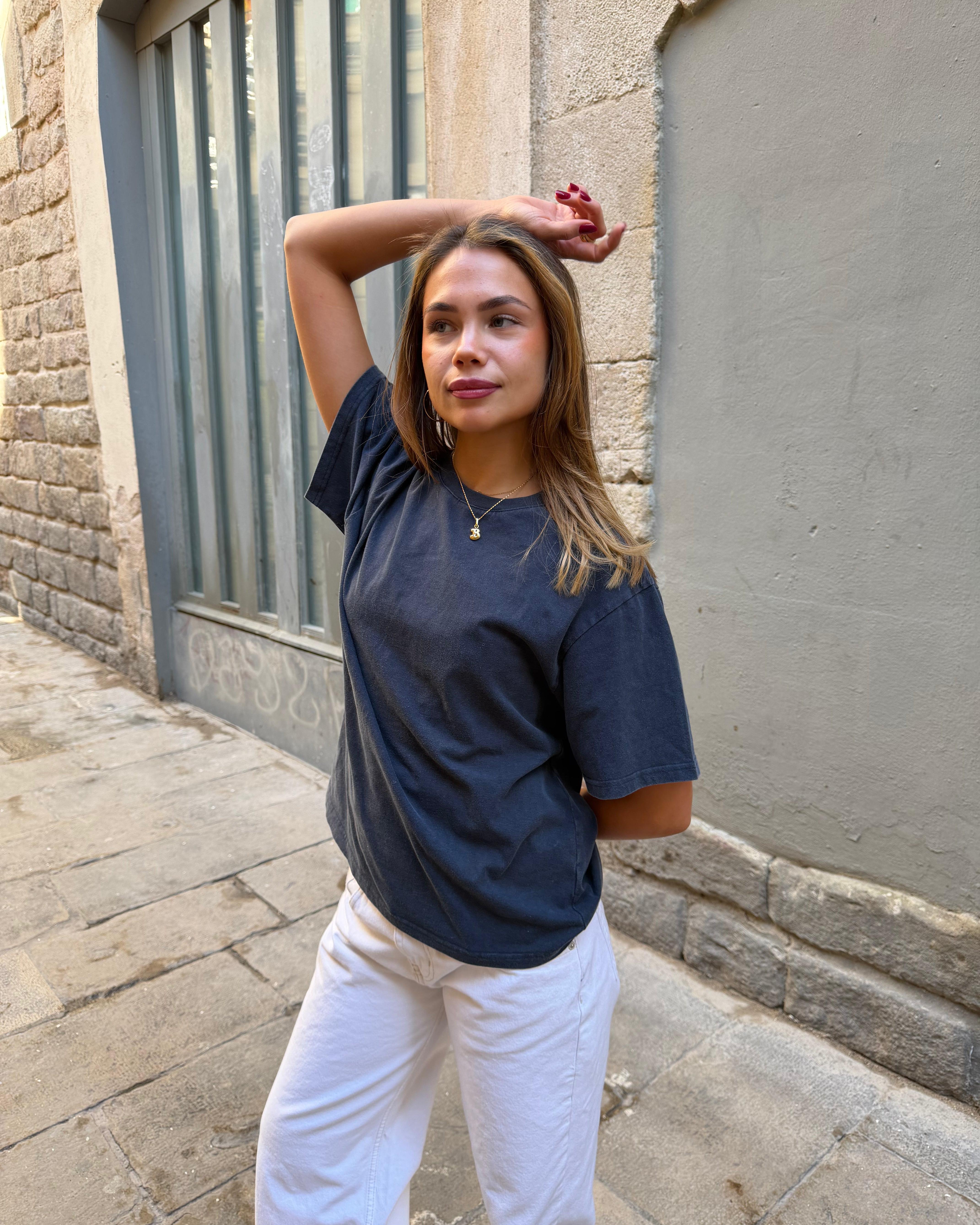 LYKKE WASHED TEE - NAVY