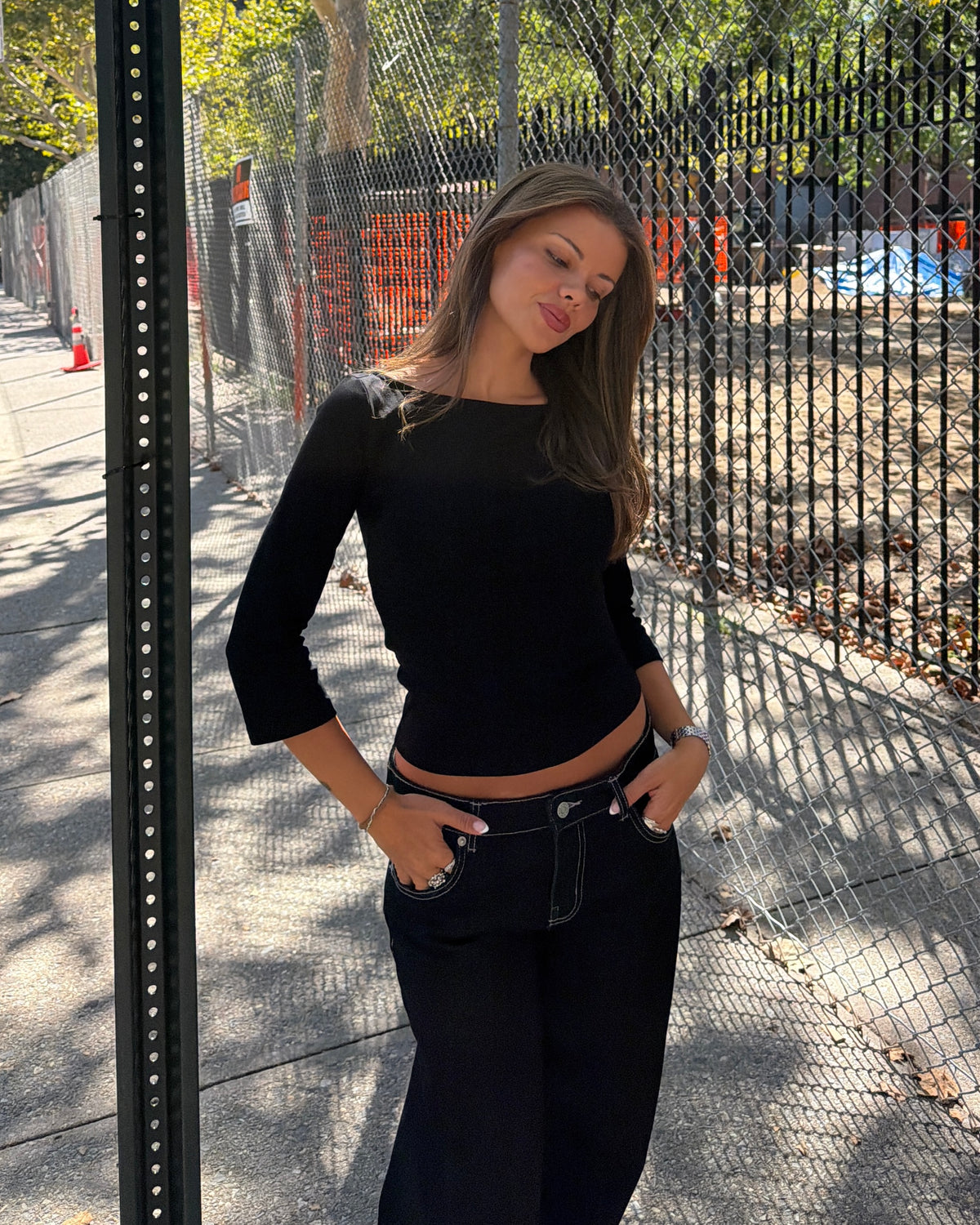 ASTRID 3/4 TOP - BLACK