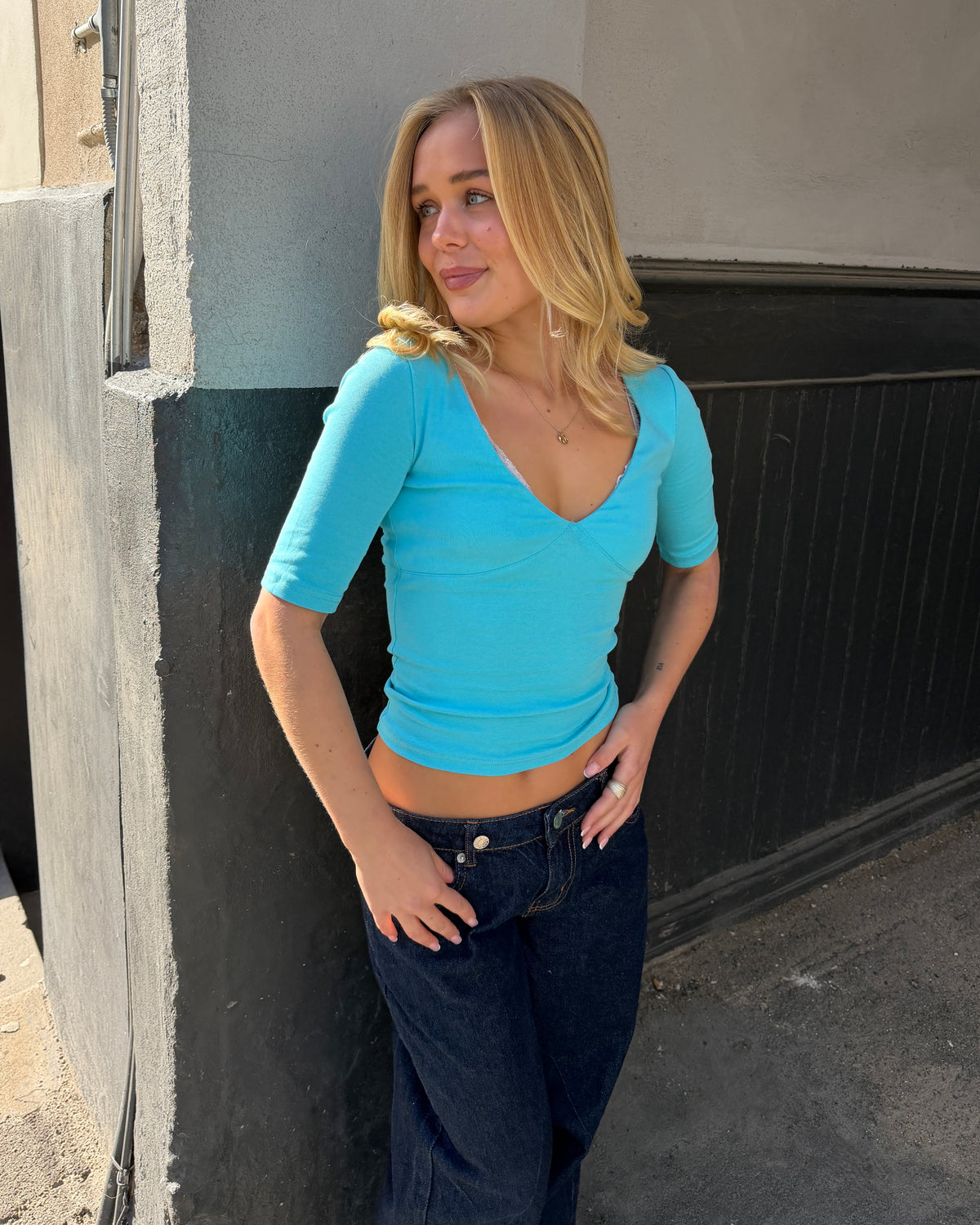 ELVIRA TOP - TURQUOISE