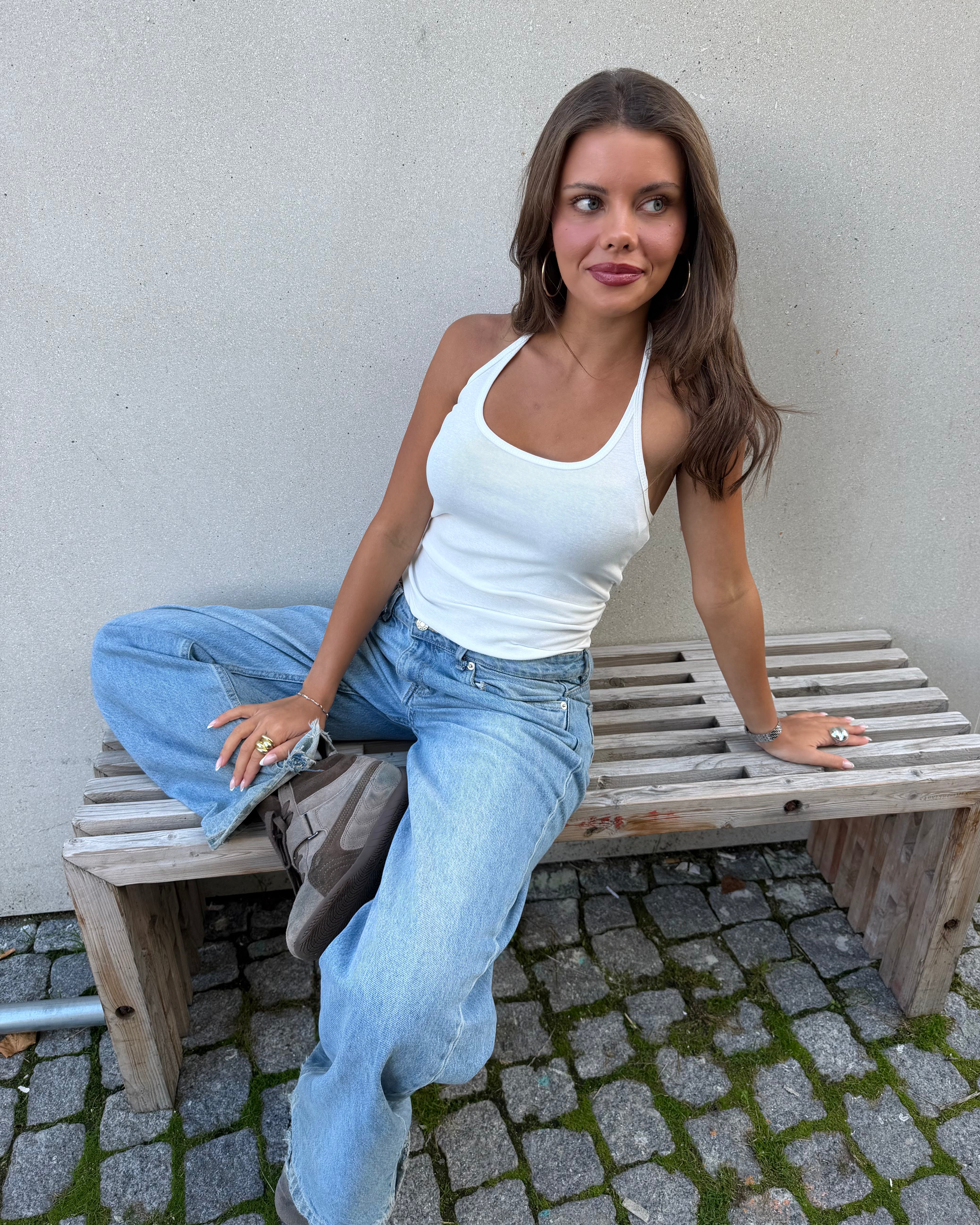 LARA HALTERNECK TOP - WHITE