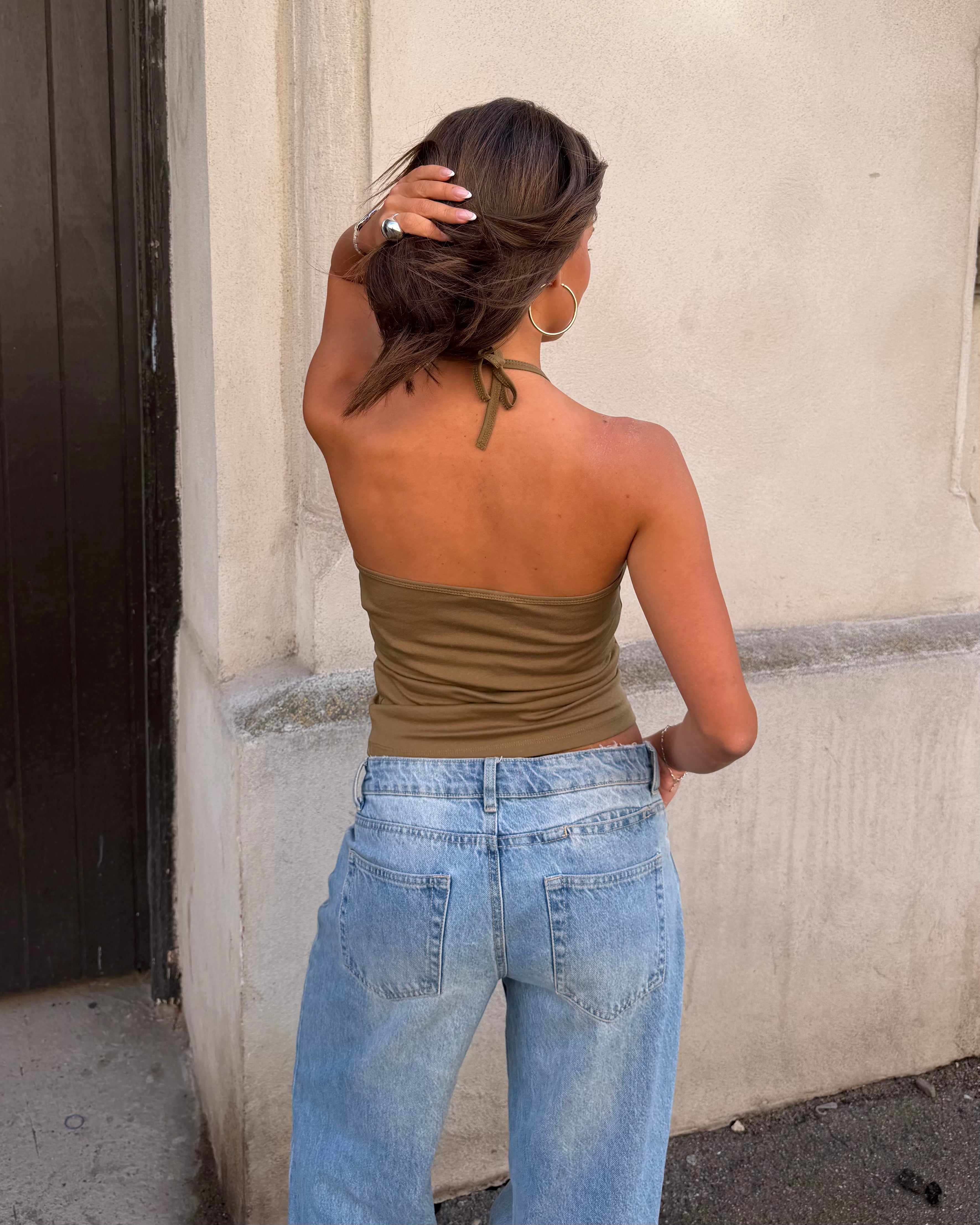 LARA HALTERNECK TOP - ARMY