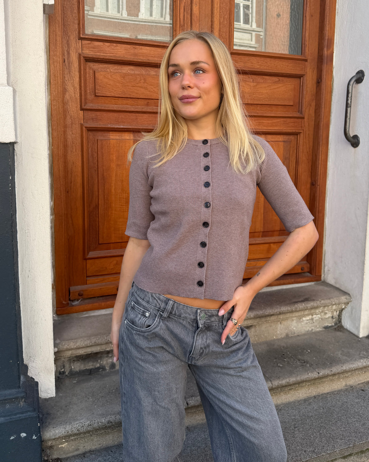TANJA 3/4 KNIT - TAUPE - Dinvintageshop