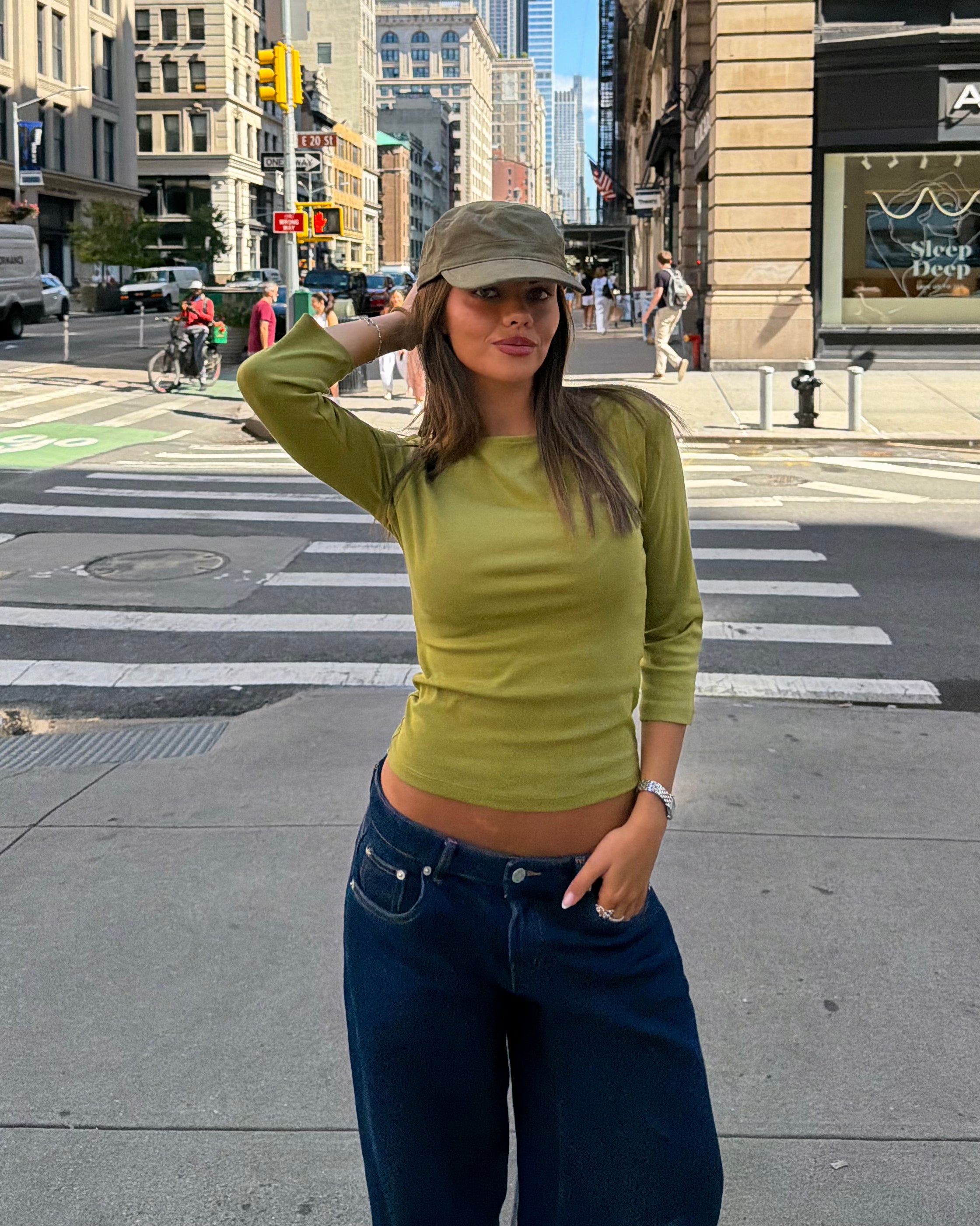 ASTRID 3/4 TOP - MATCHA GREEN