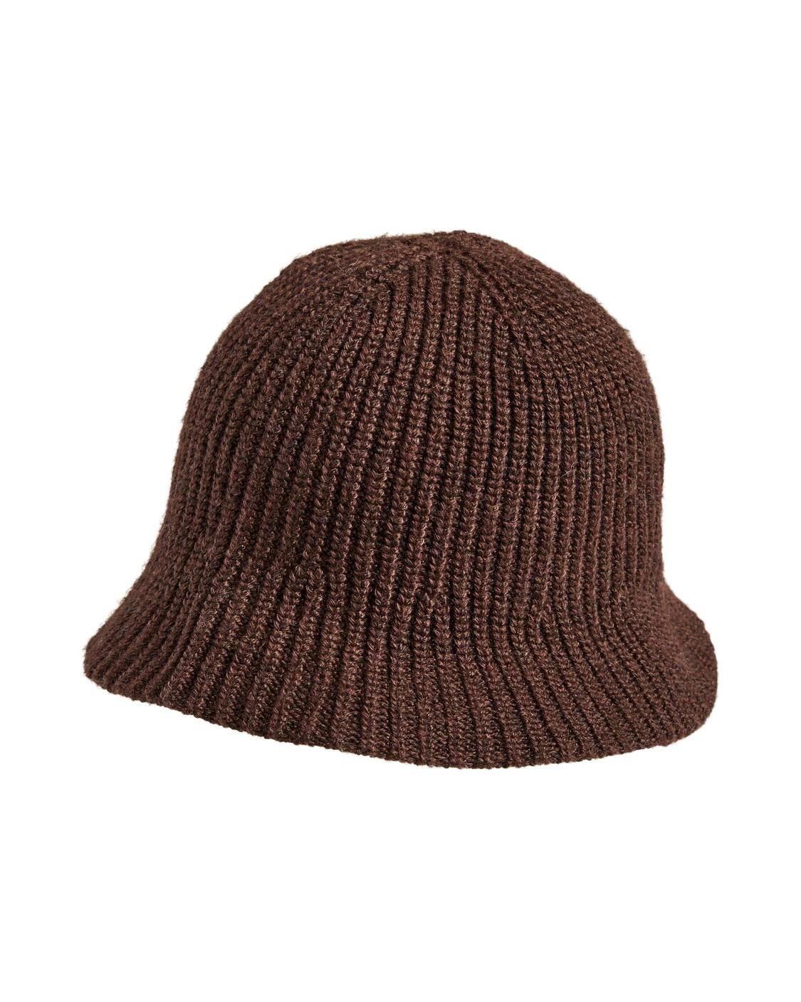 ATALIA STRIKKET BØLLEHAT - CHICORY COFFEE - Dinvintageshop