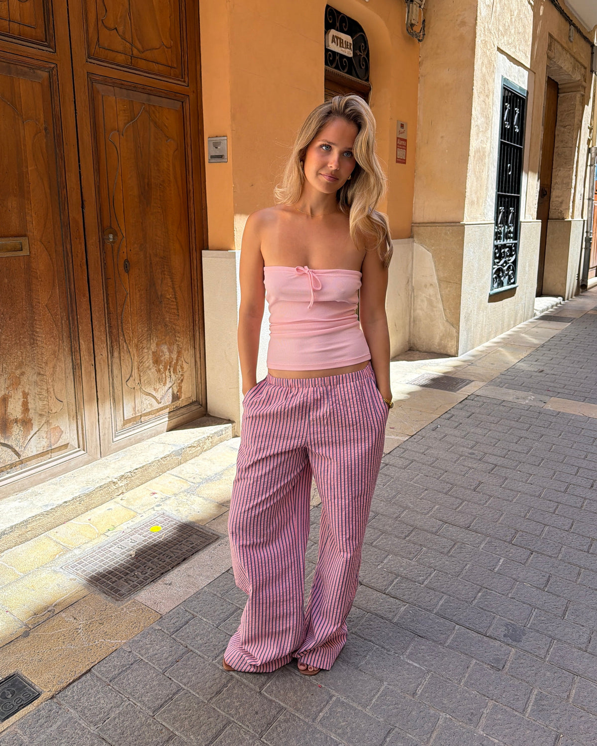 IDA STRIPE PANT - CORAL
