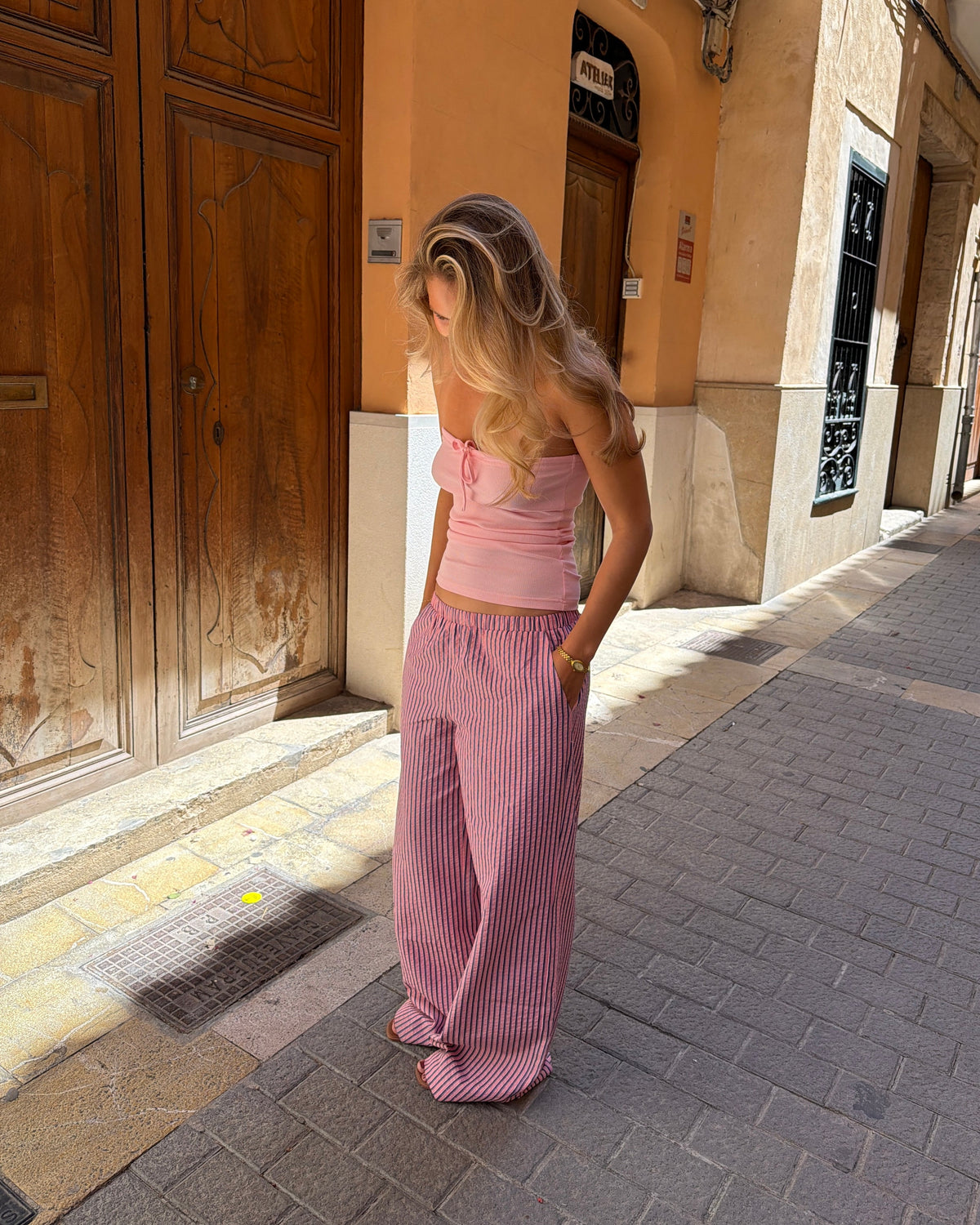 IDA STRIPE PANT - CORAL