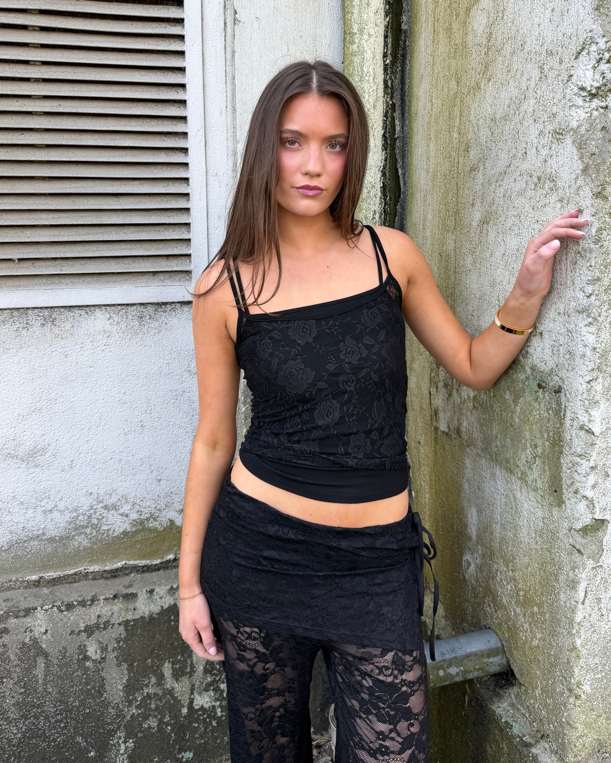 MALOU LACE TANK TOP - BLACK