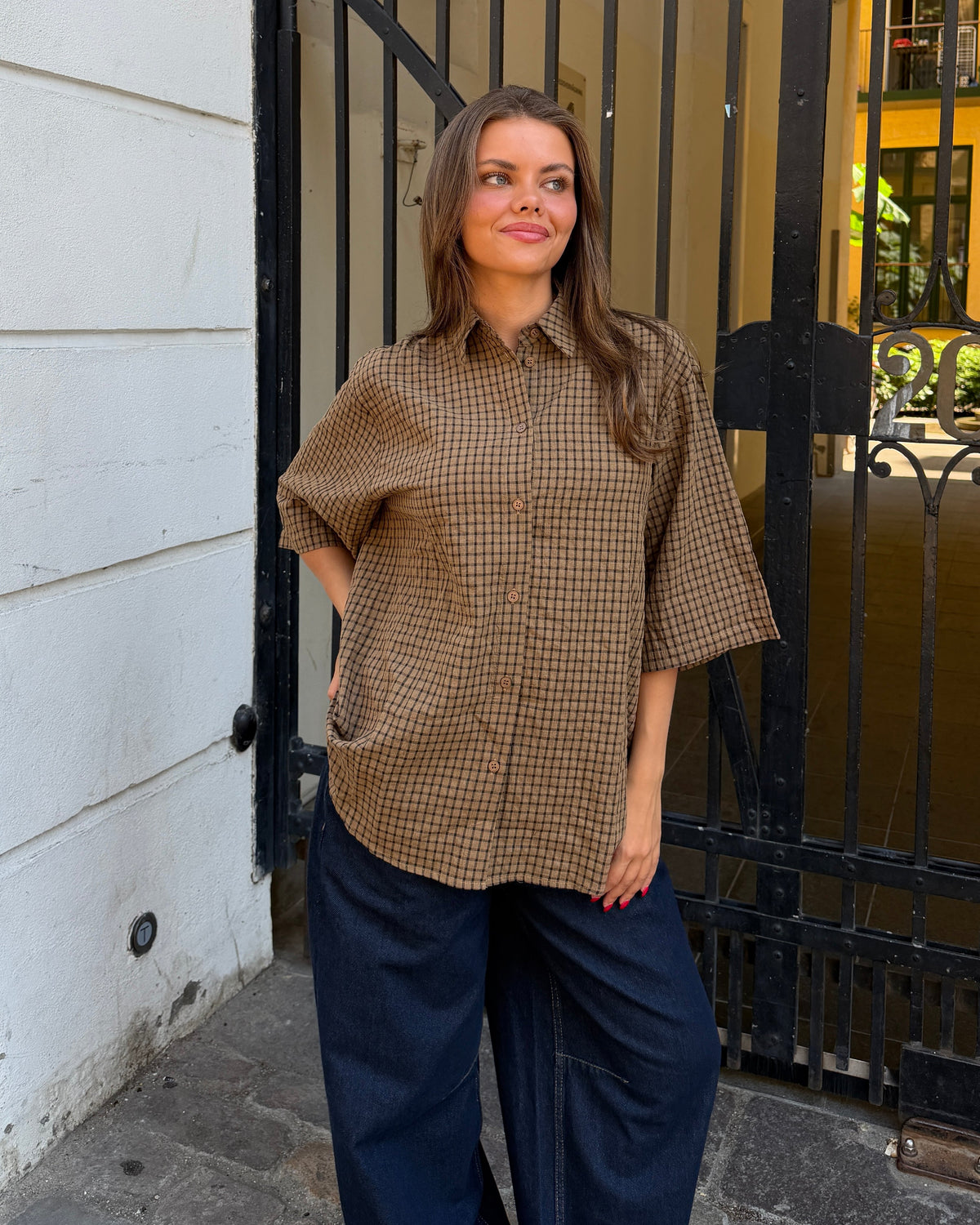 NOA BOXFIT SHIRT - BROWN